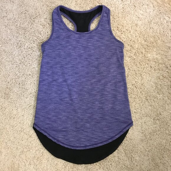 Jill Yoga Two Tone Deep Blue Heather Scoop Racerback Tank Top - Picture 10 of 13